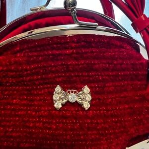 Vintage Marlo bag with tags. Faux diamond accent. Bow. Red and silver.